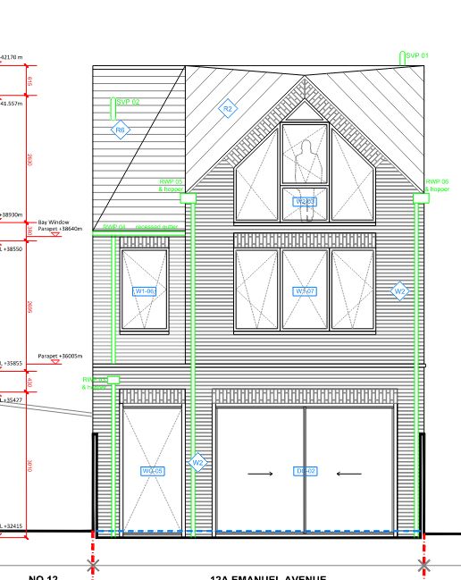Proposed elevation with dimensions