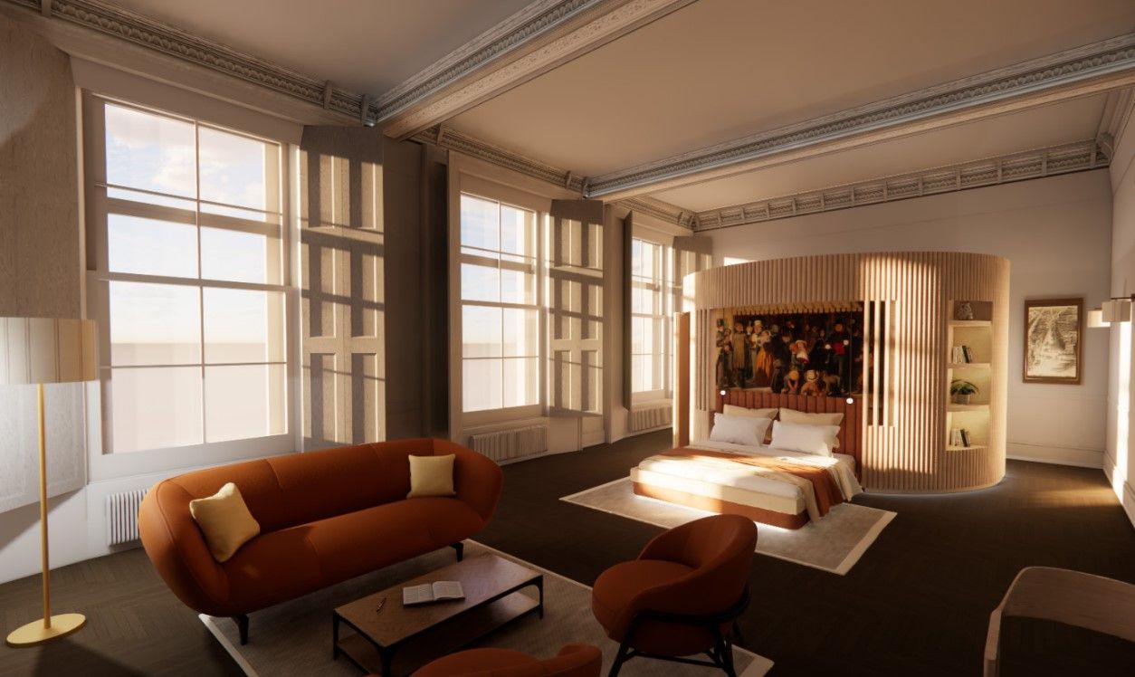 Guest suite with bay window seating