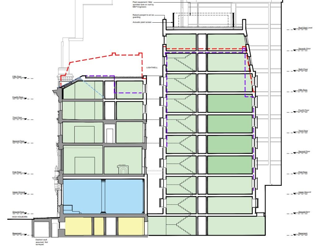 Proposed section through the building
