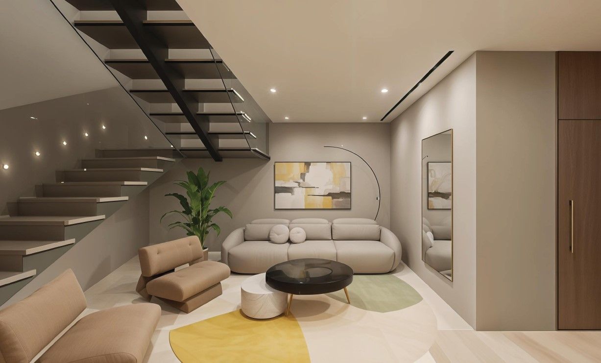 Waiting and lounge space at lower level